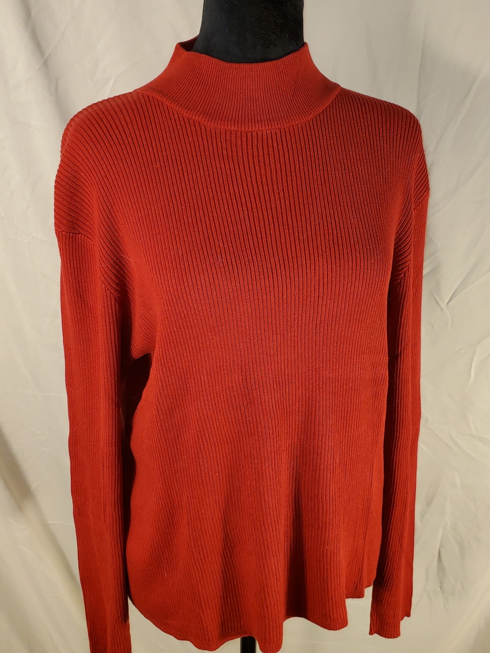 Coldwater Creek Red Ribbed Mock Neck Sweater - XL
